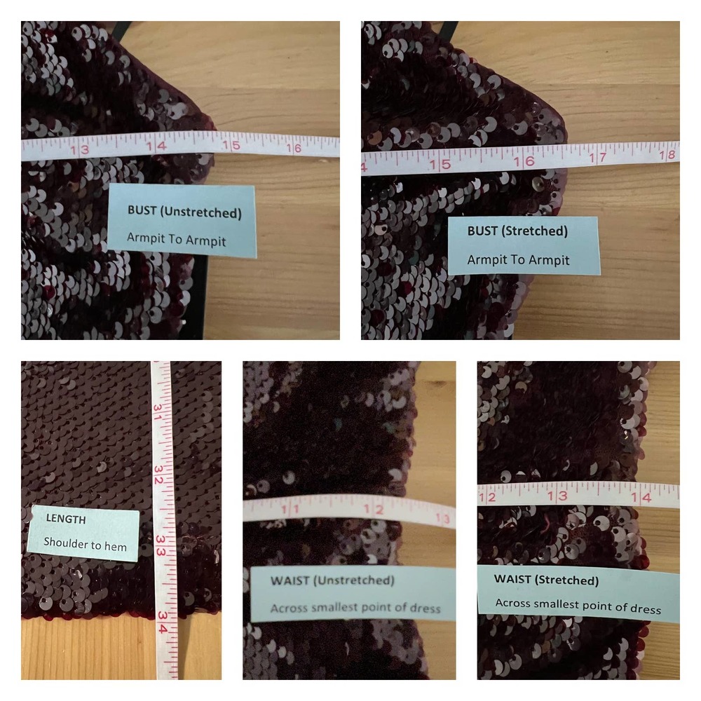 Lulu's Red Sequin Dress Size S Bodycon Cut Out Strappy Cage Back Burgundy Party - Picture 4 of 8